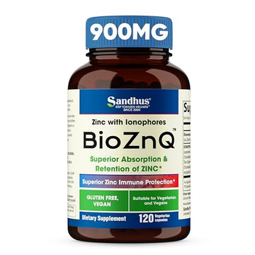 Sandhu's BioZnq 900mg Vegetarian Capsules Zinc Supplement with Quercetin Sandhu's uk supplements