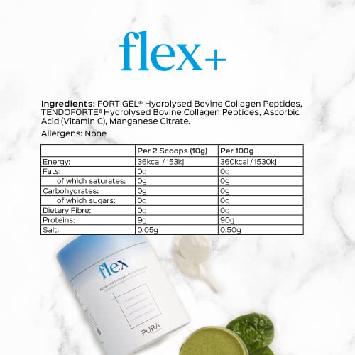 Pura Collagen Powdered Supplement Flex+, 10,000 mg Hydrolysed Peptides, Vitamin C & Manganese Pura Collagen uk supplements