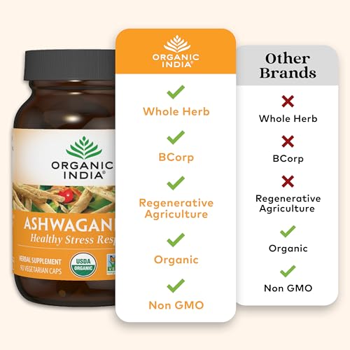 ORGANIC INDIA Ashwagandha Herbal Supplement - Vegan, Gluten-Free, Kosher ORGANIC INDIA uk supplements