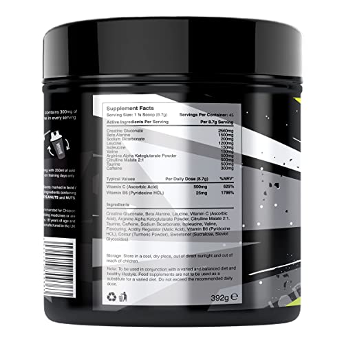 Warrior - RAGE Pre Workout Powder – Lightnin’ Lemonade 392g, WA-RG-045-01 Warrior uk supplements