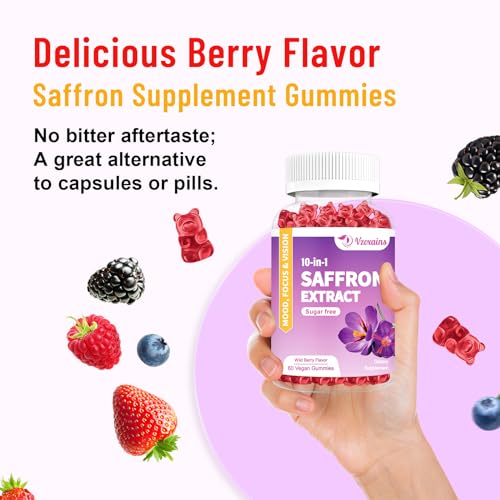 VZOXAINS 2 Pack Saffron Supplement Gummies, Sugar Free Saffron Extract with Magnesium VZOXAINS uk supplements