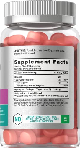 Hydrolyzed Collagen Gummies | 90 Count | Strawberry Flavored Gummy Supplement Horbäach uk supplements