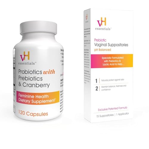 vH essentials Probiotics with Prebiotics and Cranberry Feminine Health Supplement - 120 Capsules vH essentials uk supplements