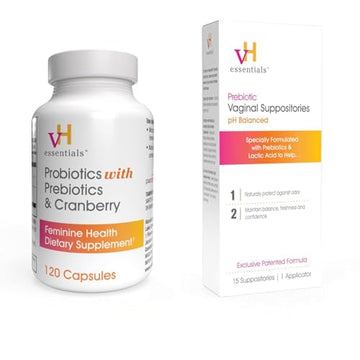vH essentials Probiotics with Prebiotics and Cranberry Feminine Health Supplement - 120 Capsules vH essentials uk supplements