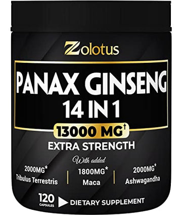 Premium Panax Ginseng 14 in 1, 13X Potency, High Strength Capsules with Horny Goat Weed Zolotus uk supplements