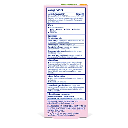 Boiron Calendula Cream for First Aid, Minor Burns, Cuts, Scrapes, Insect Bits and Sunburn - 2.5 oz Boiron uk supplements