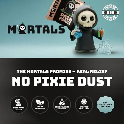 Mortals Pain Purge Daily Comfort Capsules — 7-Ingredient Botanical Blend with Turmeric, Boswellia, Willow Bark & Ginger — Vegan, cGMP, Made in USA (15 Pouches) Mortals uk supplements