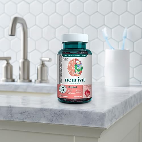 NEURIVA Original Brain Supplement for Memory, Focus & Concentration + Learning & Accuracy with Clinically Tested Nootropics Phosphatidylserine and Neurofactor, Strawberry Flavor, 50 Gummies NEURIVA uk supplements