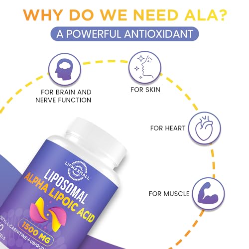 Liposomal Alpha Lipoic Acid 1500mg - with Acetyl-L-Carnitine 900mg & Ubiquinol 100mg lipmaxmall uk supplements
