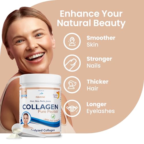 Swedish Nutra Powder Marine Collagen - Pack of 300g, 30 Day Supply | Minimize Fine Lines, Wrinkles & Improve Skin Elasticity | High Absorption Rate Swedish Nutra uk supplements