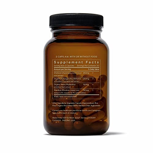 Moon Juice SuperYou Ashwagandha Supplements with Rhodiola, Shatavari & Amla - Cortisol Reducer for Energy, Mood, Focus and Stress Support, Vegan, Non-GMO & 100% Traceable, 60 Capsules, 30 Servings Moon Juice uk supplements