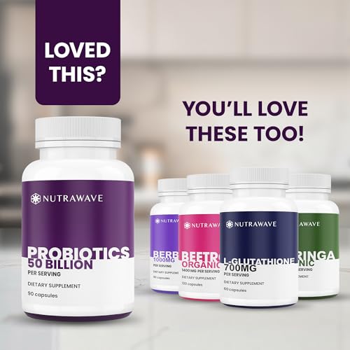 Nutrawave 50 Billion Probiotics for Women & Men, 15 Strains Active Culture. Relieves Bloating & Constipation, Improved Digestion & Gut Health Supplement, Vegan. 60 Powerful Small Capsules. Nutra Wave uk supplements