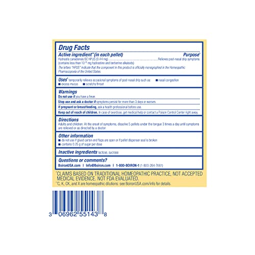 Boiron Hydrastis Canadensis 6C Homeopathic Medicine for Post-Nasal Drip Relief, Excess Mucus Boiron uk supplements