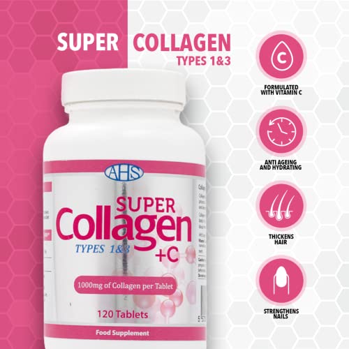 AHS Super Collagen + Vitamin C Tablets 120 Tablets - 6000mg Collagen per Serving - 1 Month Supply AHS uk supplements
