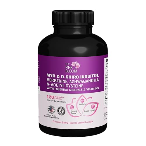 The Pink Bloom Myo & D-Chiro Inositol 40:1 Ratio – 120 Capsules | Myo Inositol Supplement for Women with Vitamin D, Ashwagandha, Folate & Zinc | Supplement for Hormone Balance & Ovarian Health The Pink Bloom uk supplements