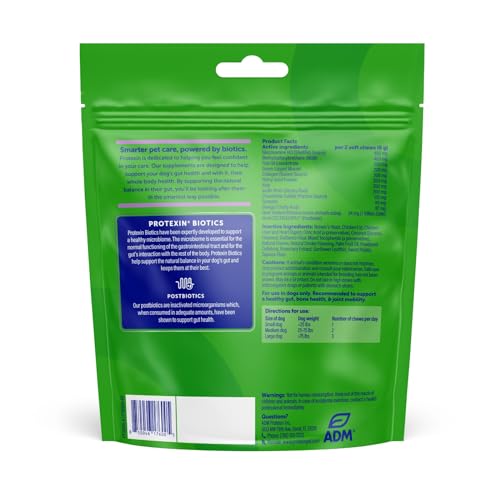 Protexin Daily Care Gut+ Mobility | 60 Dog Chews, Chicken and Bacon Flavor Dog Supplement | Probiotics for Dogs, Dog Postbiotics Protexin uk supplements