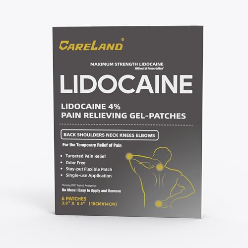 CARELAND Lidocaine Gel Patch, 18 Count Maximum Strength Pain Patches for Muscle Relief in Neck Knee Back and Shoulders Unscented Numbing Patch for Soothing Nerves, Joints CARELAND uk supplements