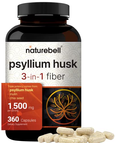 NatureBell Psyllium Husk Capsules 1500mg Per Serving, 360 Count, with Inulin NatureBell uk supplements