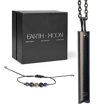 Mindful Breathing Necklace for Anxiety Stress Relief - Earth and Moon Stainless Steel Anxiety EARTH AND MOON uk supplements