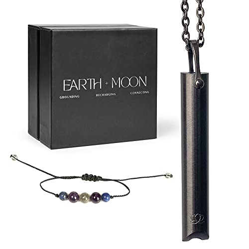 Mindful Breathing Necklace for Anxiety Stress Relief - Earth and Moon Stainless Steel Anxiety EARTH AND MOON uk supplements