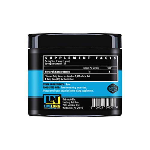 LiveLong Nutrition Glycerol Monostearate GMS Powder - Hydration, Endurance, Muscle LiveLong Nutrition uk supplements