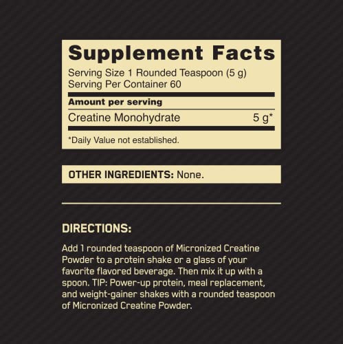 Optimum Nutrition Micronized Creatine Monohydrate Powder, Unflavored, Keto Friendly Optimum Nutrition uk supplements