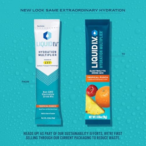 Liquid I.V.® Hydration Multiplier - Tropical Punch | Electrolyte Powder Drink Mix | 1 Pack (16 Servings) Liquid I.V. uk supplements