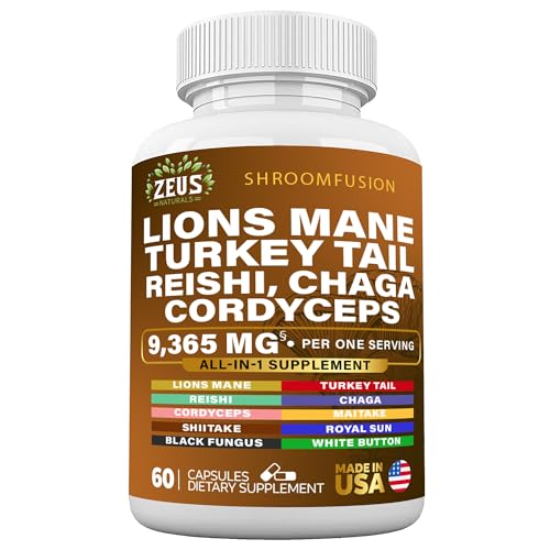 Zeus Naturals Lions Mane Capsules, Mushroom Supplement with Turkey Tail, Cordyceps Zeus Naturals uk supplements