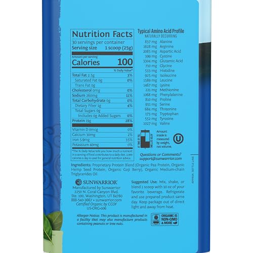 Vegan Organic Protein Powder Plant-based | BCAA Amino Acids Hemp Seed Soy Free Sunwarrior uk supplements