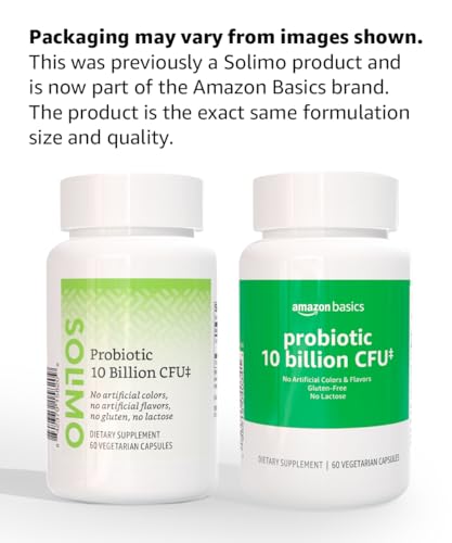 Amazon Basics Daily Probiotic, 10 Billion Active Cultures, Supporting Digestive and Intestinal Health, Capsule, 60 Count, Two Month Supply Amazon Basics uk supplements