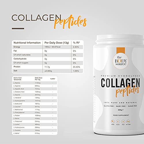 The Body Source Premium Hydrolysed Collagen Powder – 400g Unflavoured Bovine Collagen The Body Source uk supplements