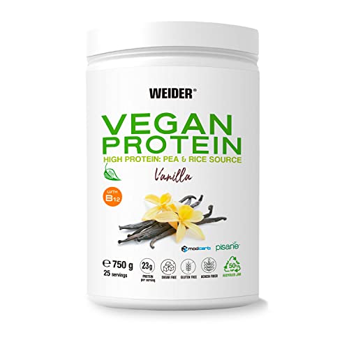 Weider Vegan Protein (750g) Vanilla Flavour. 23g Protein/dose, Pea Isolate (Pisane) & Rice Proteins Weider uk supplements