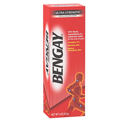 Bengay Ultra Strength Topical Pain Relief Cream, Non-Greasy Topical Analgesic for Minor Arthritis, Muscle, Joint and Back Pain, Camphor, Menthol and Methyl Salicylate, 4 OZ Bengay uk supplements