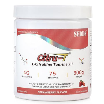 SEDDS Strawberry-Flavored L-Citrulline Taurine 2:1, L Citrulline Powder, Unflavored Vegan SEDDS uk supplements