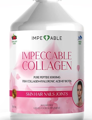 IMPECCABLE Collagen 10.000mg hydrolyzed Sugar Free Liquid Marine Collagen | Supplements for Women and Men Impeccable uk supplements