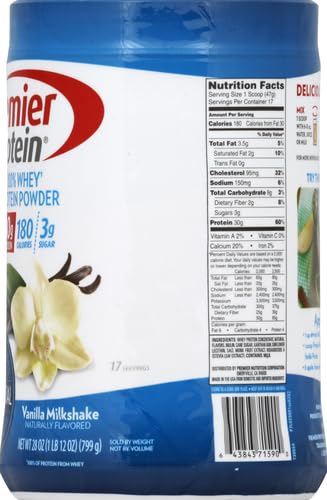 Premier Protein Powder, Vanilla Milkshake, 30g Protein, 1g Sugar, 100% Whey Protein Premier Protein uk supplements