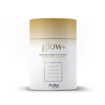 Pura Collagen Powdered Supplement Glow+, 10,000mg Hydrolysed Peptides, Hyaluronic Acid, Vitamins & Minerals, 28 Servings, 284 g Pura Collagen uk supplements