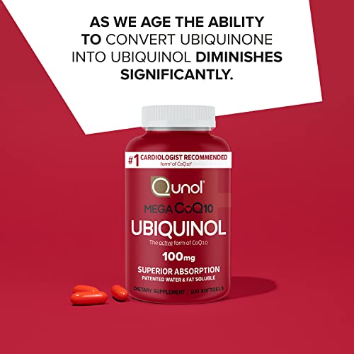 Qunol Mega Ubiquinol 100mg CoQ10, Superior Absorption, Patented Water and Fat Soluble Qunol uk supplements