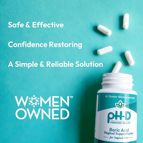 pH-D Feminine Health - 600 mg Boric Acid Suppositories - Woman Owned - for Vaginal Odor Use - 12 Count pH-D Feminine Health Support uk supplements