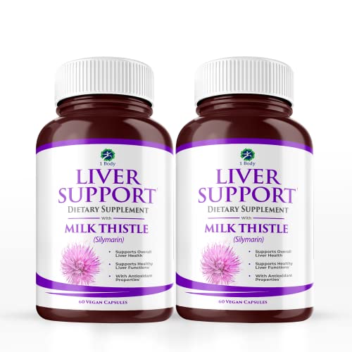 1 Body Liver Support: Twin Pack - 60 Capsules Each - Milk Thistle 1 Body uk supplements