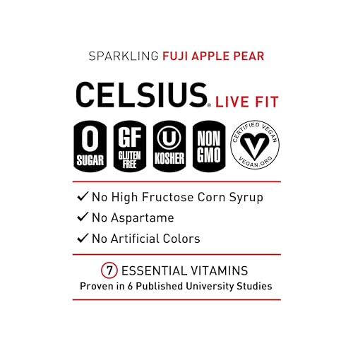 CELSIUS Sparkling Fuji Apple Pear, Functional Essential Energy Drink 12 Fl Oz (Pack of 12) CELSIUS uk supplements