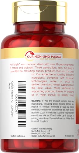 Carlyle Vitamin K2 MK7 100mcg | 200 Vegan Capsules | Menaquinone-7 Supplement Carlyle uk supplements