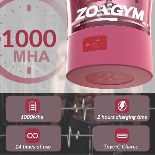 Electric Protein Shaker Bottle, 24 oz USB Rechargeable Blender Bottles, Shaker Bottles ZonGym uk supplements