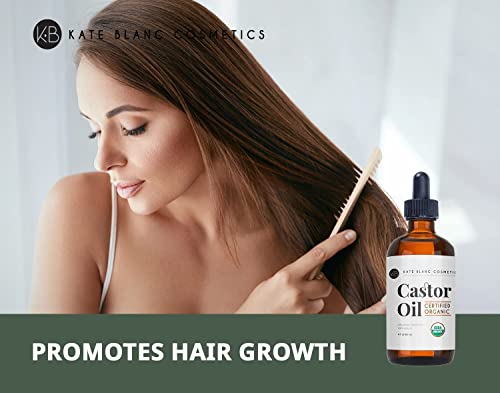 Kate Blanc Cosmetics Organic Castor Oil (4oz). 100% Pure, Cold Pressed, Hexane Free in a Glass Bottle Kate Blanc Cosmetics uk supplements