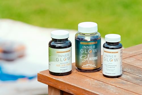 Inner Glow Age Defense Vitamins - Dermatologist and Plastic Surgeon Developed to Fight photoaging and Melasma, Polypodium Leucotomos Antioxidant Formula – Vegan, Gluten-Free – 60 Capsules Inner Glow uk supplements