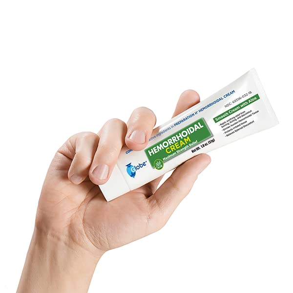 Globe Hemorrhoidal Cream (2 Pack) 1.8 oz w/Applicator Phenylephrine, Pramoxine with Aloe, Relief from Burning, Itching and Discomfort of Hemorrhoids. Globe uk supplements