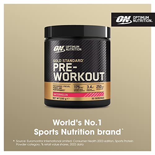 Optimum Nutrition Gold Standard Pre Workout Watermelon Flavoured Powder, 330g Optimum Nutrition uk supplements