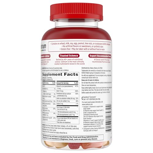 Centrum MultiGummies Multi+ Omega 3 Dual Action, Adult Multivitamin, Multivitamin/Multimineral/Omega 3 Centrum uk supplements