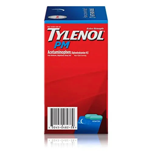 Tylenol PM Extra Strength Nighttime Pain Reliever Sleep Aid Caplets with Acetaminophen & Diphenhydramine HCl, Relief for Nighttime Aches & Pains, Travel Size, 50 Packs of 2 Caplets Tylenol uk supplements