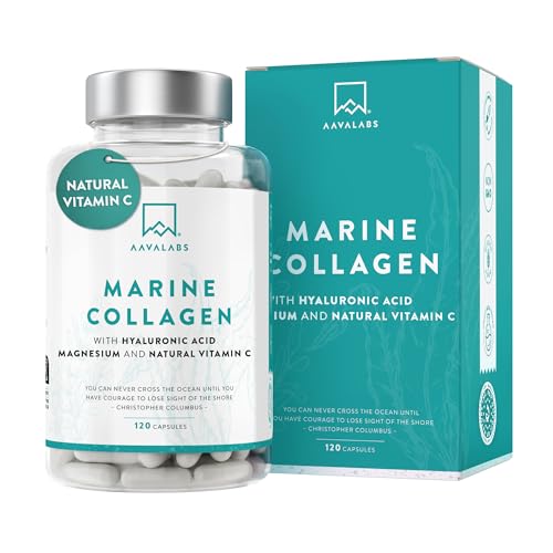 Marine Collagen Tablets for Women and Men with Hyaluronic Acid, Natural Vitamin C & Magnesium - with Pure Collagen peptides AAVALABS uk supplements